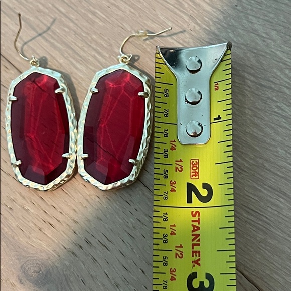 Kendra Scott Ruby Red and Gold Drop Earrings - Picture 3 of 4